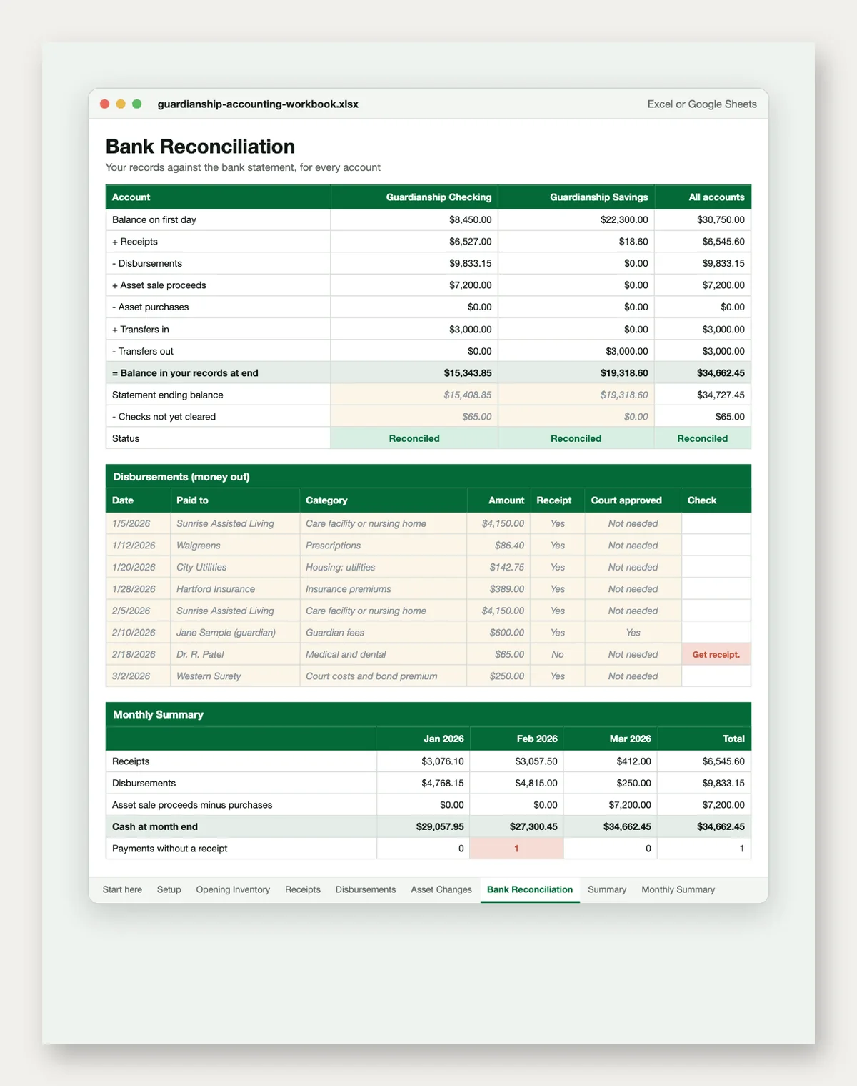Guardianship and Conservatorship Annual Accounting Workbook: preview 3