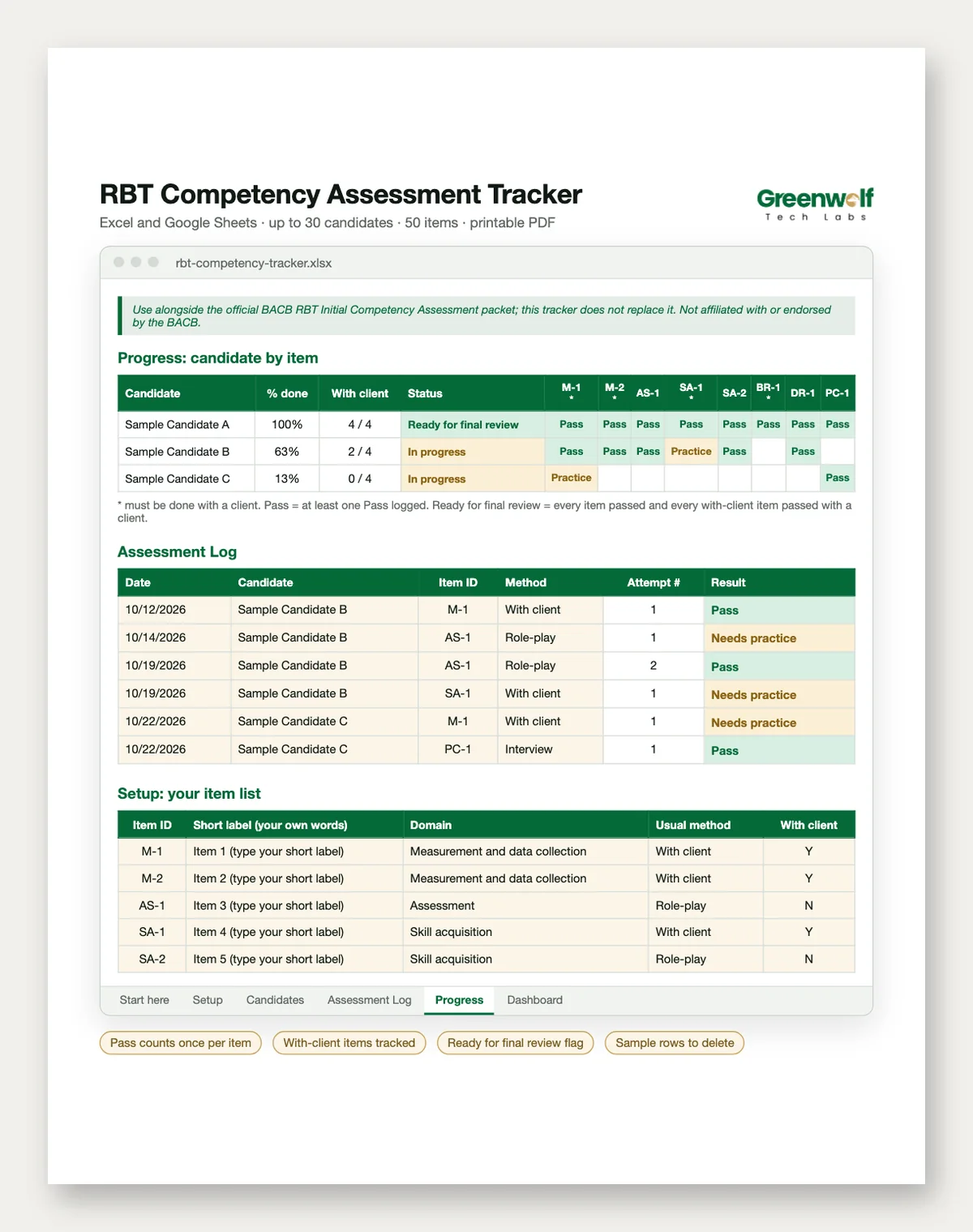 RBT Competency Assessment Tracker: preview 3